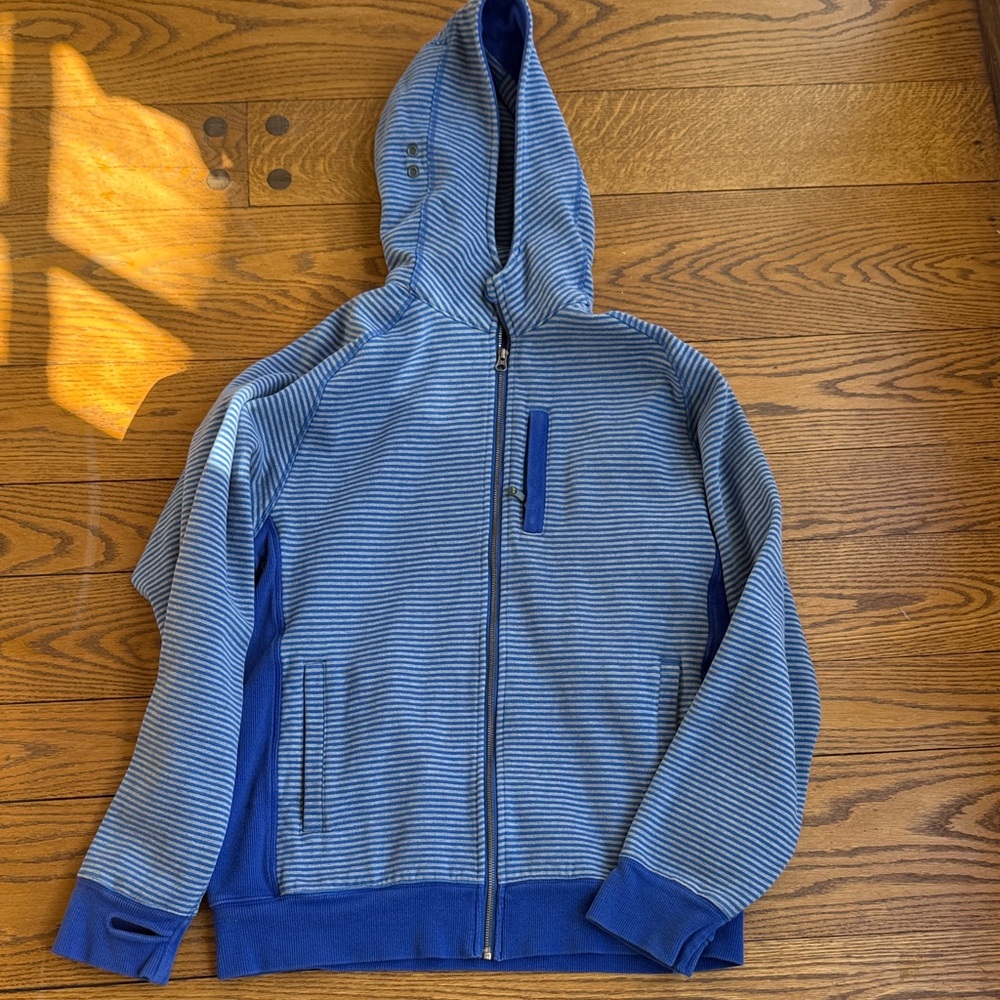 Lululemon men’s scuba Blue Striped Full-Zip Hoodie